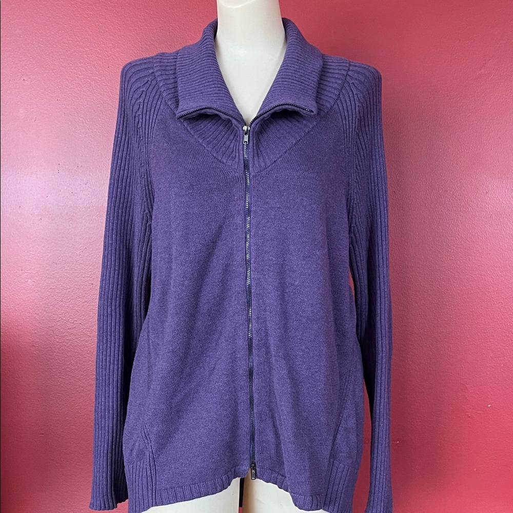 Like New 100% Organic CottonEileen Fisher Purple Cowl Neck Sweater